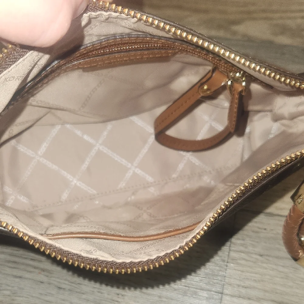 Michael Kors Dark Brown and Tan Crossbody Bag